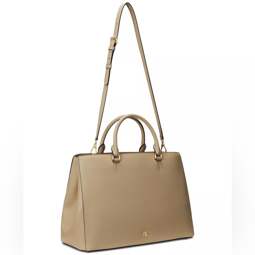 NEW LAUREN RALPH LAUREN
Crosshatch Leather Large Hanna Satchel Bag